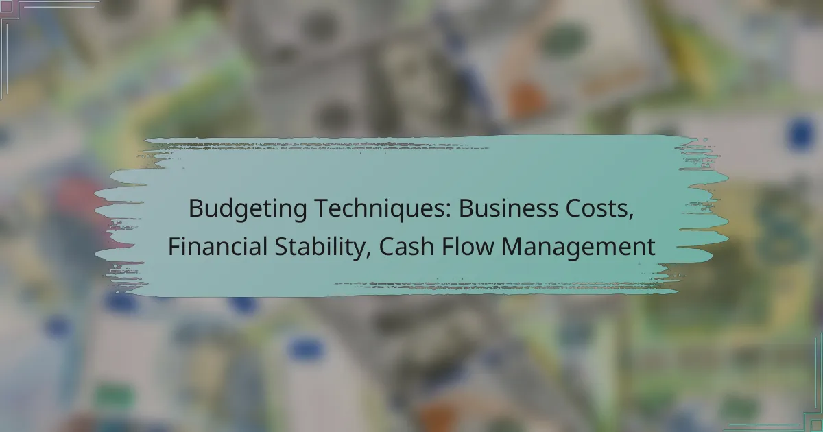 Budgeting Techniques: Business Costs, Financial Stability, Cash Flow Management