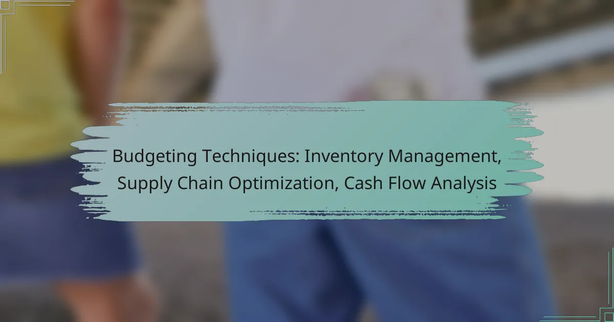 Budgeting Techniques: Inventory Management, Supply Chain Optimization, Cash Flow Analysis