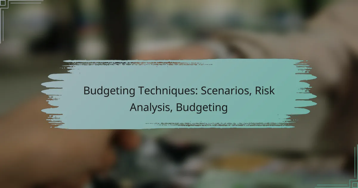 Budgeting Techniques: Scenarios, Risk Analysis, Budgeting