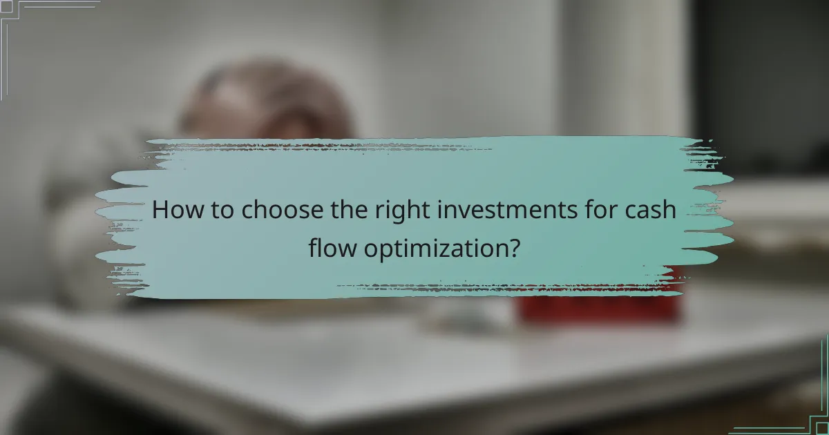 How to choose the right investments for cash flow optimization?