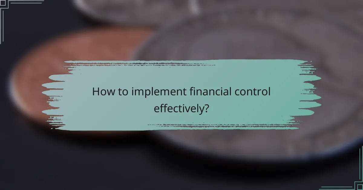 How to implement financial control effectively?