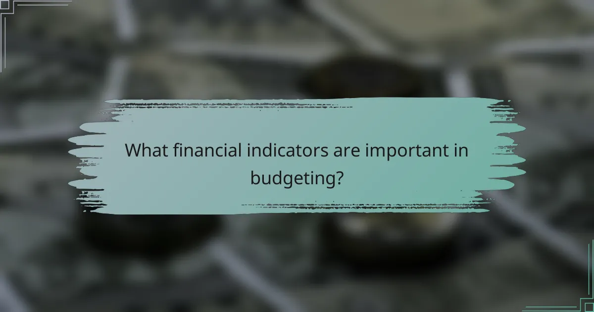 What financial indicators are important in budgeting?